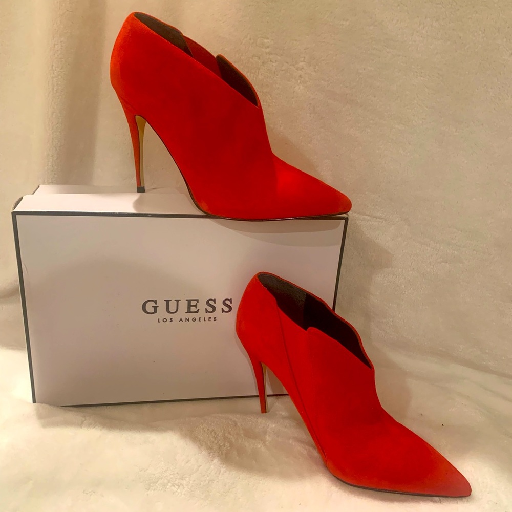 Guess ONDREA Red Suede Booties